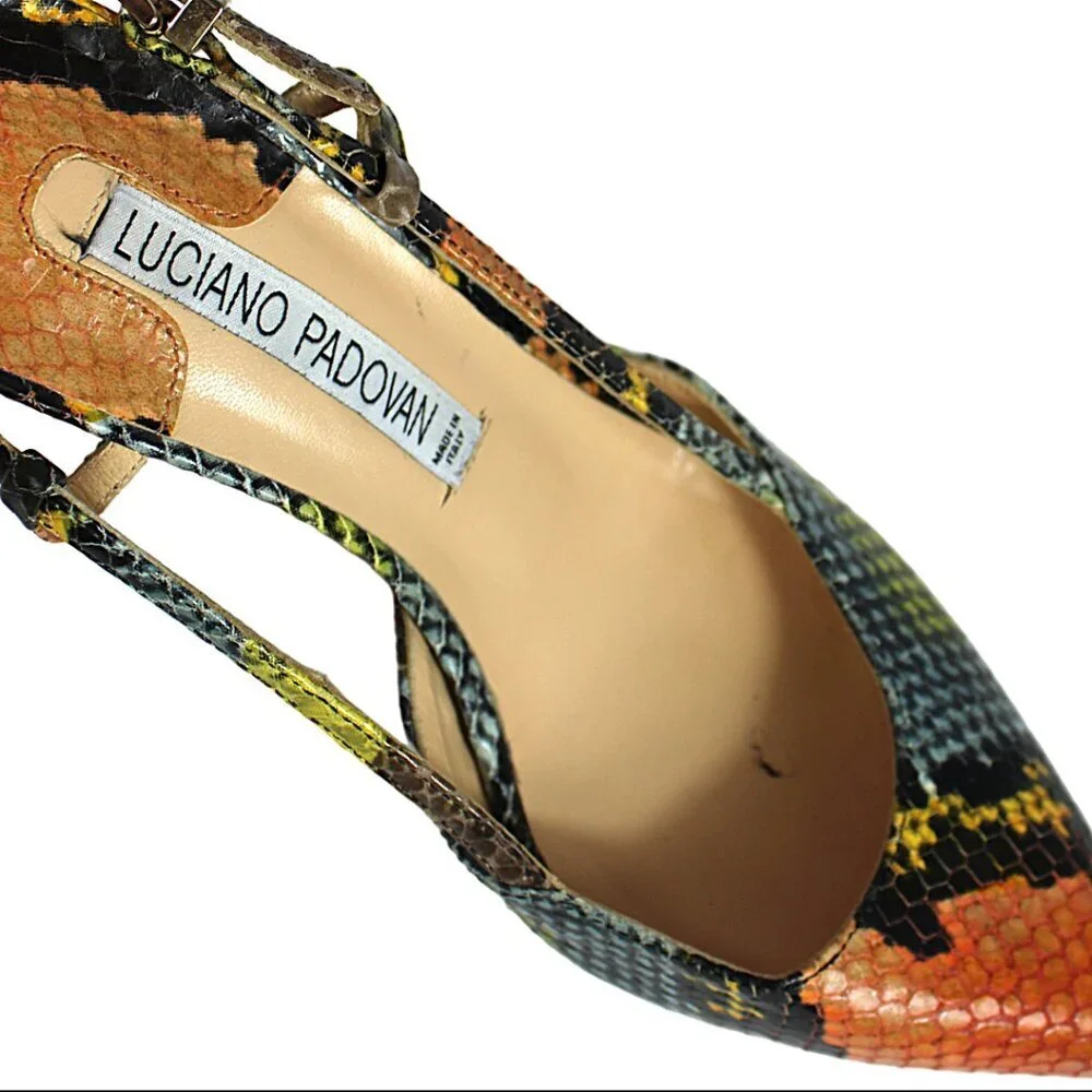 Luciano Padovan Multicolor Snakeskin Slingback Closed Toe Pumps Size 36 (US 6)